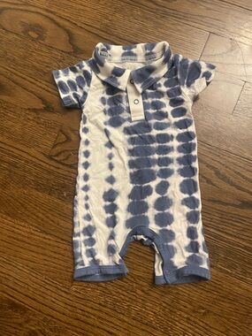 Kyte BABY Blue and White Tie-Dye Polo One-Piece